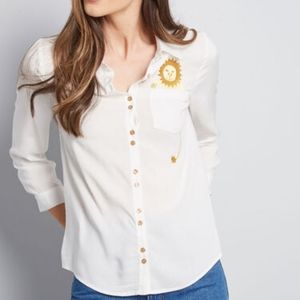 Modcloth button up shirt with lion